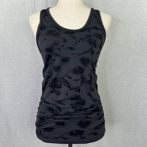 ATHLETA Women’s Black Gray Floral Racerback Active Tank Sz XS